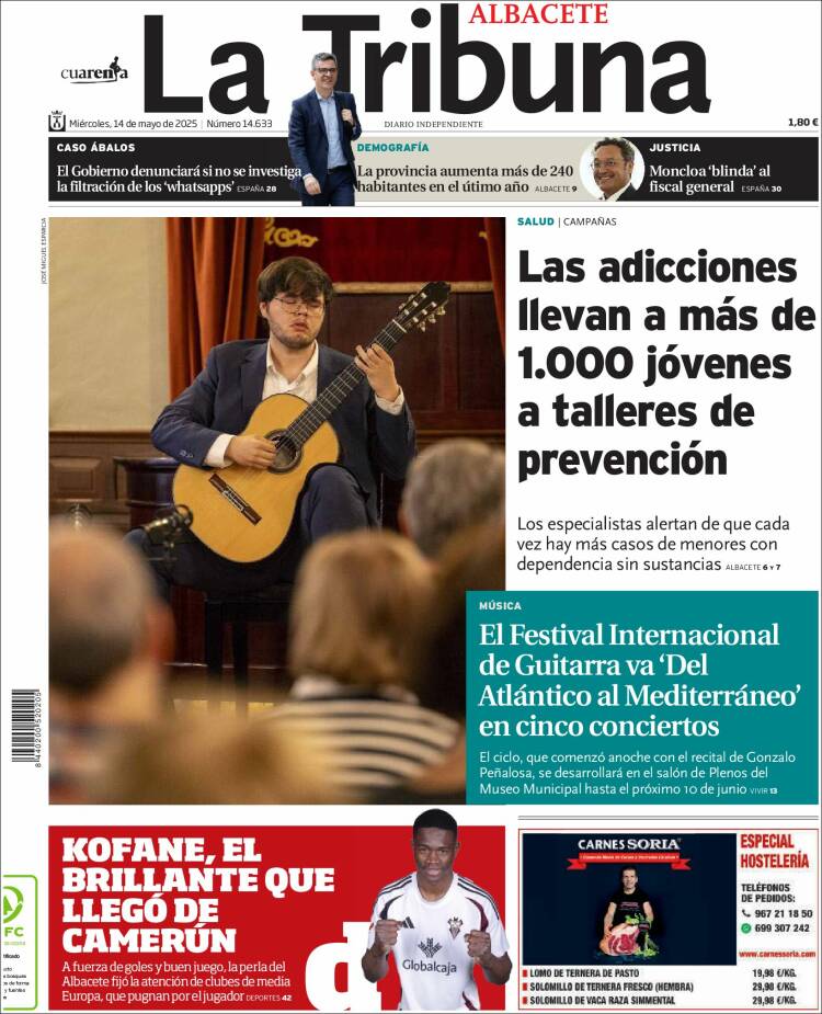 Portada de La Tribuna de Albacete (Spain)