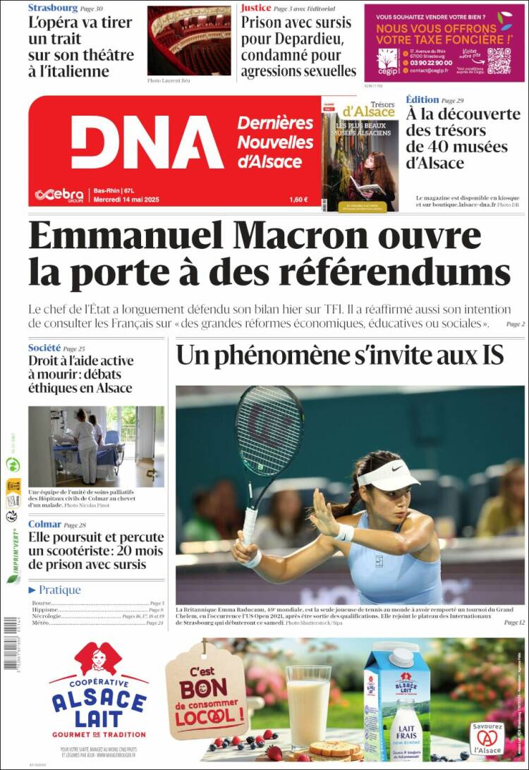 Portada de Les Dernières Nouvelles d'Alsace (France)