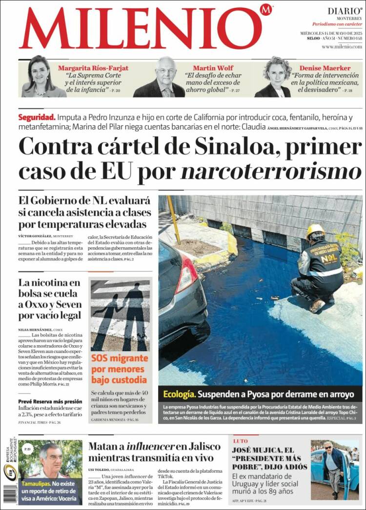 Portada de Milenio de Monterrey (M&eacute;xico)