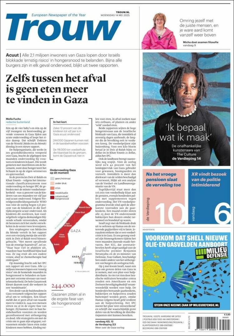 Portada de Trouw (Pa&iacute;ses Bajos)
