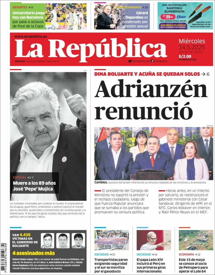 Portada de La Republica (Per&uacute;)