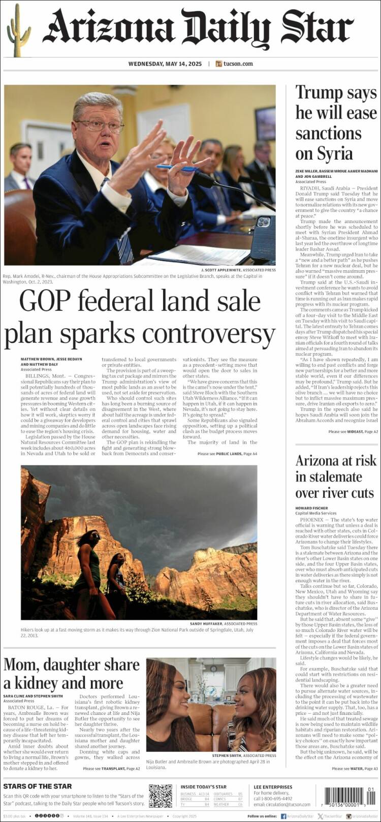 Portada de Arizona Daily Star (USA)