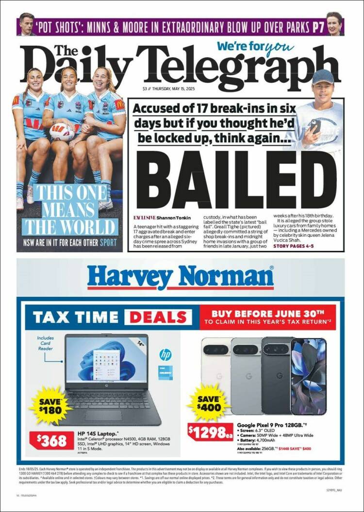 Portada de The Daily Telegraph (Australia)