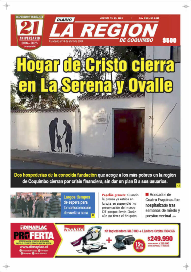 Portada de Diario La Región de Coquimbo (Chile)