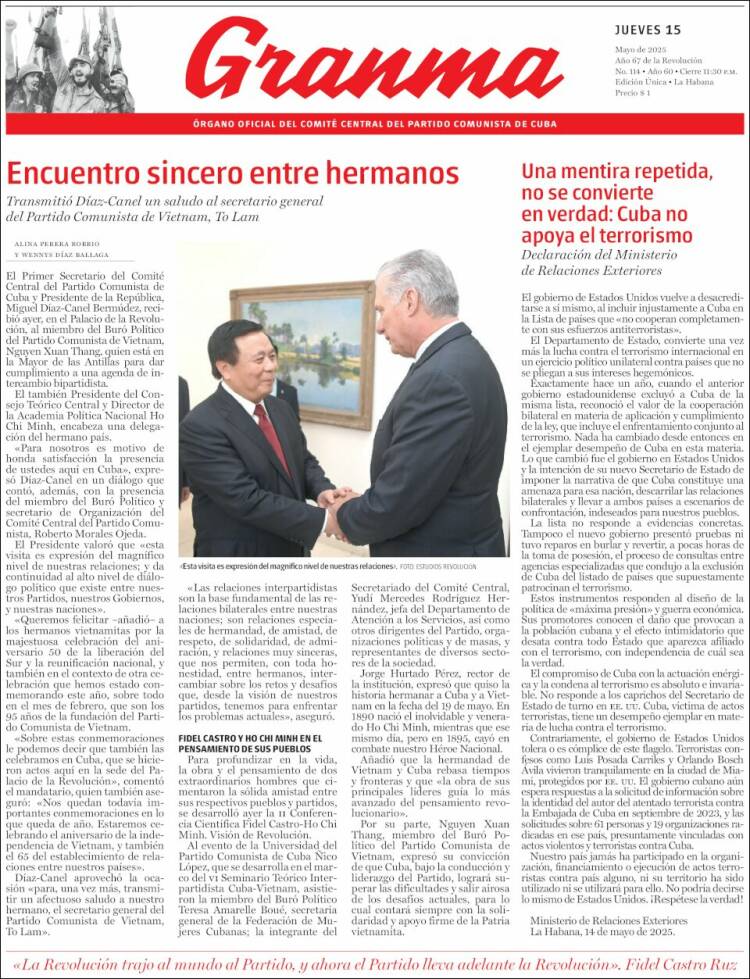 Portada de Granma (Cuba)