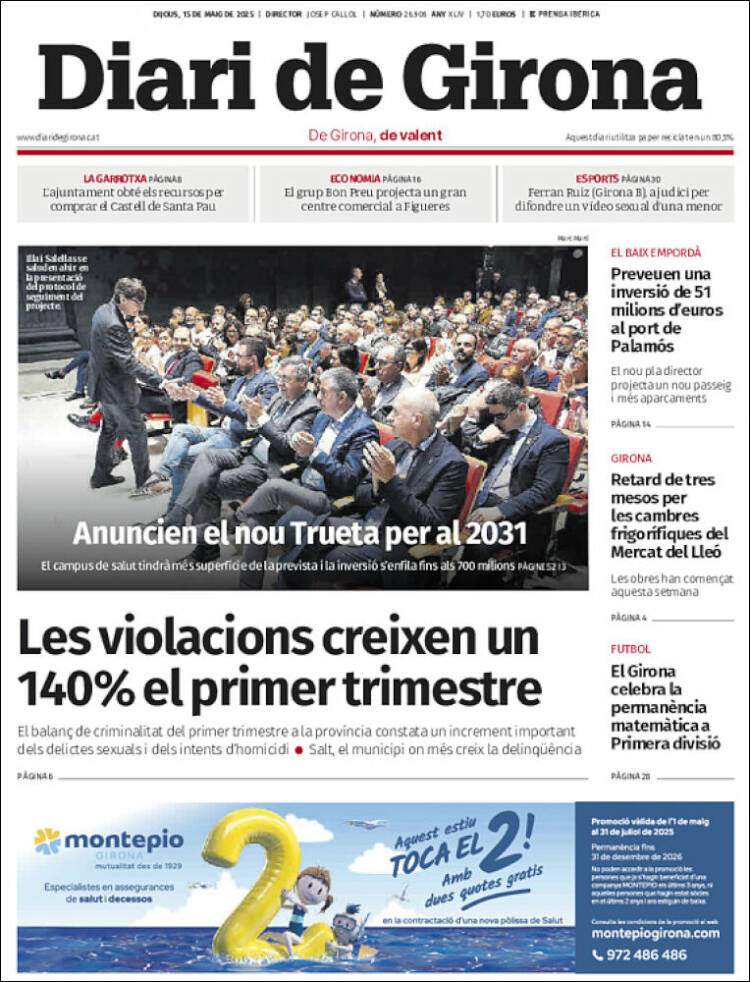 Portada de Diari de Girona (España)