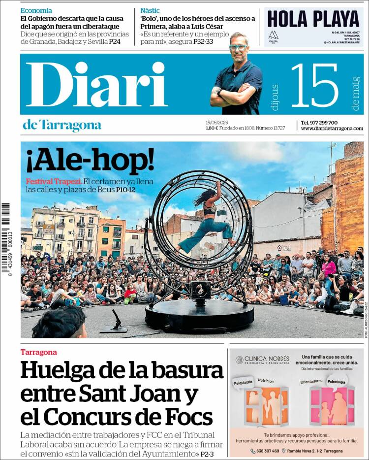Portada de Diari de Tarragona (España)