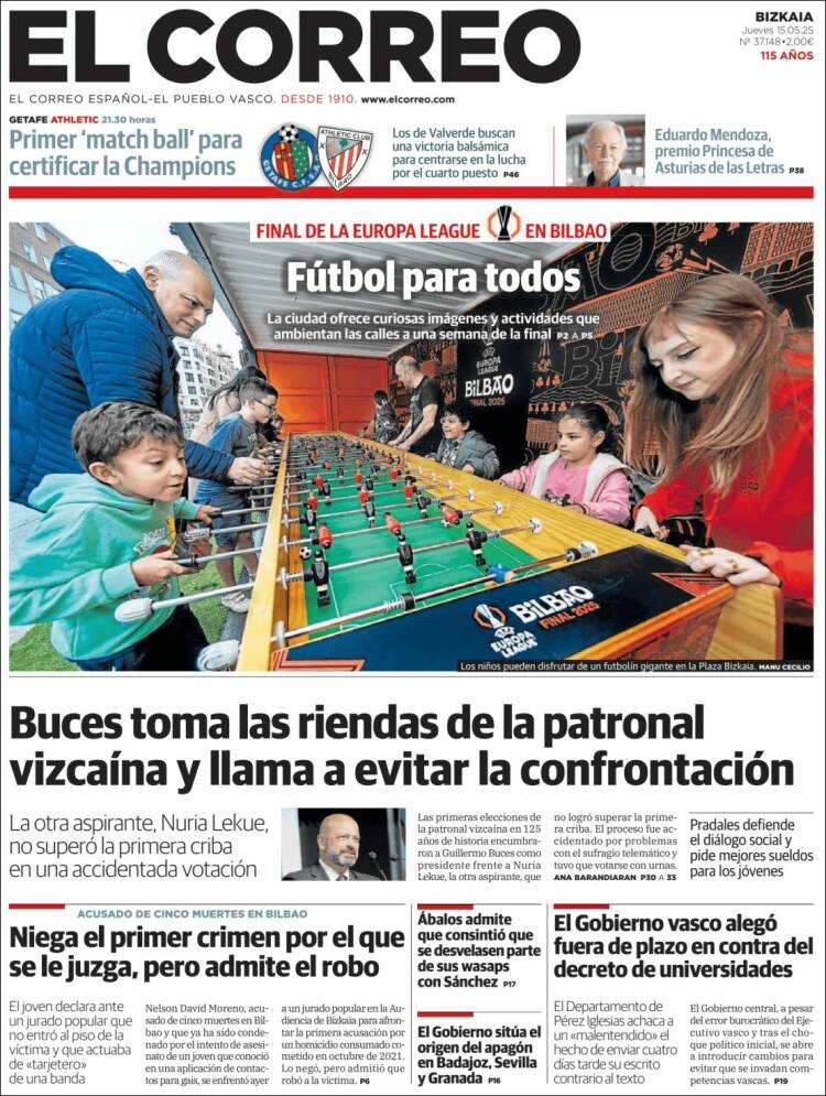 Portada de El Correo (Espagne)