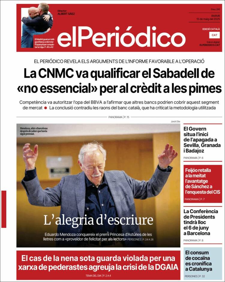 Portada de El Periódico de Catalunya (España)