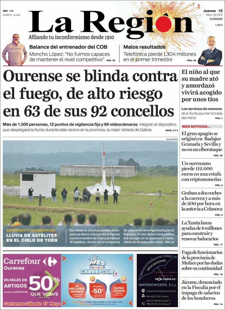 Portada de La Región de Ourense (España)