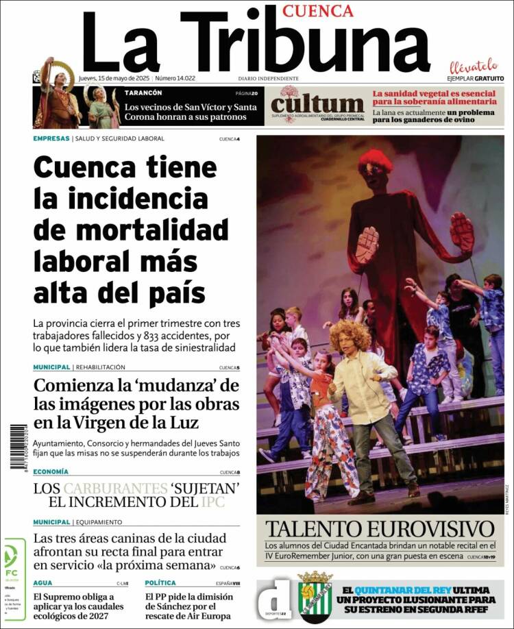 Portada de La Tribuna de Cuenca (Spain)