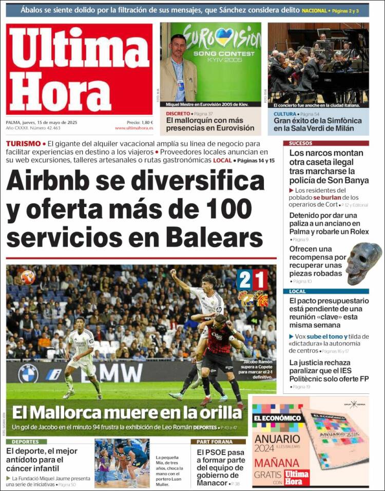 Portada de Última Hora (España)