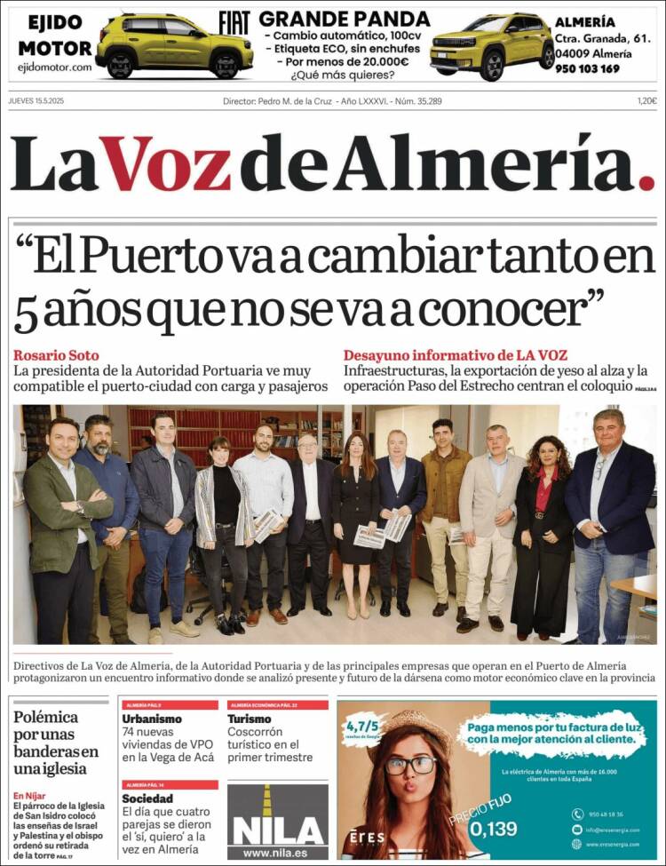 Portada de La Voz de Almería (España)