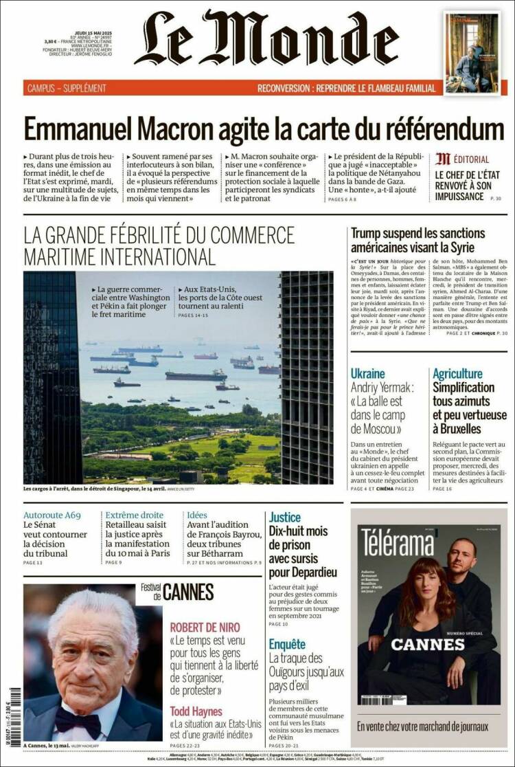 Portada de Le Monde (France)
