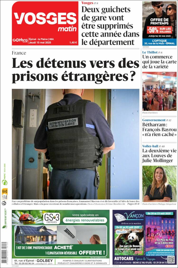 Portada de Vosges Matin (France)