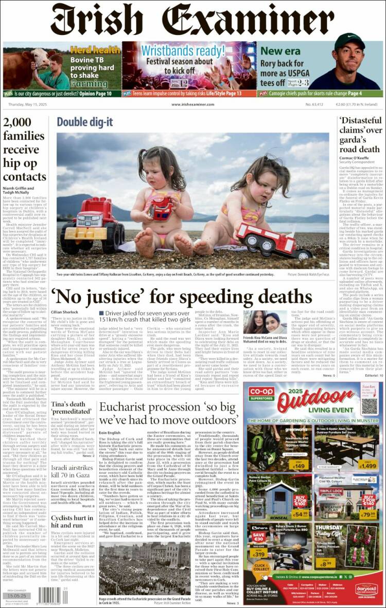 Portada de Irish Examiner (Irlanda)