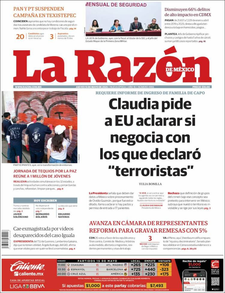 Portada de La Razón (México)