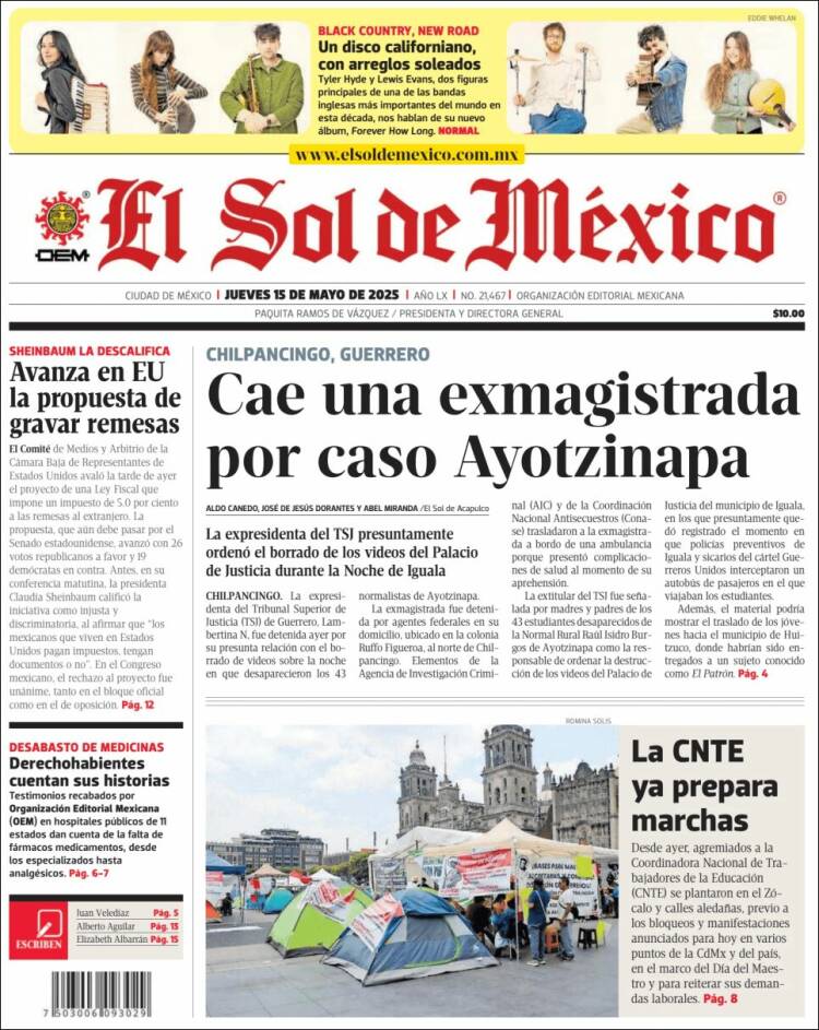 Portada de El Sol de México (México)