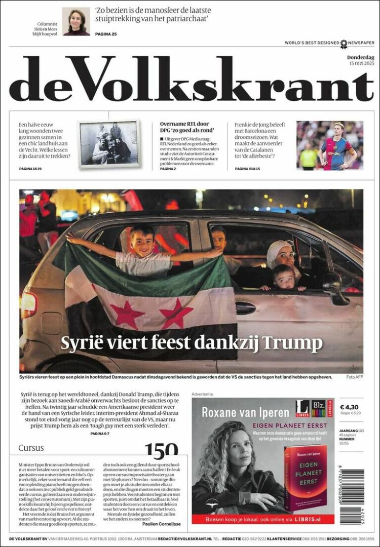 Portada de De Volkskrant (Países Bajos)