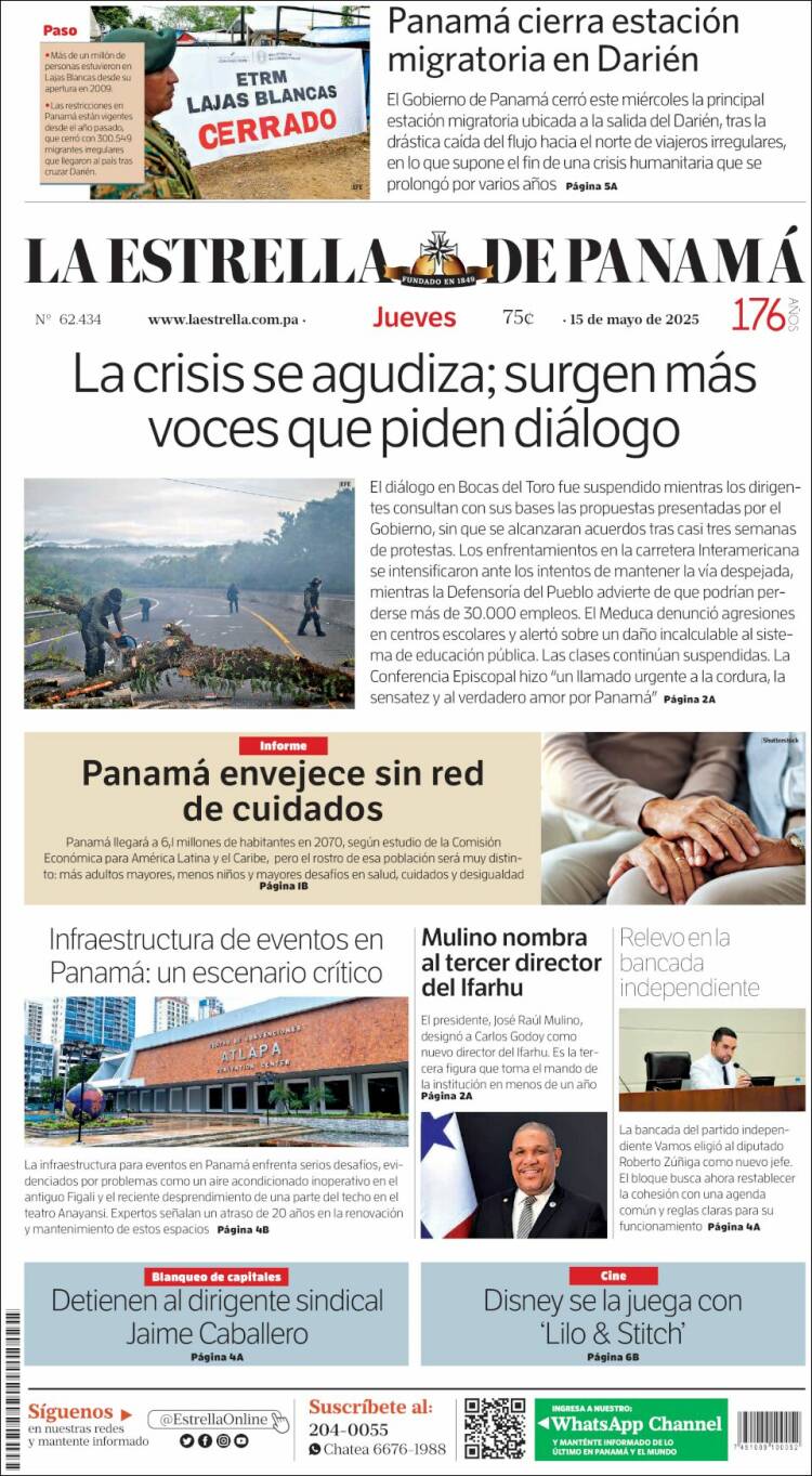 Portada de La Estrella de Panamá (Panamá)