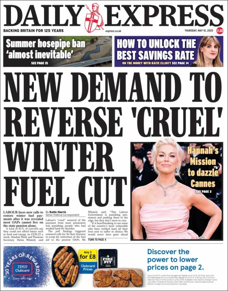Portada de Daily Express (Reino Unido)