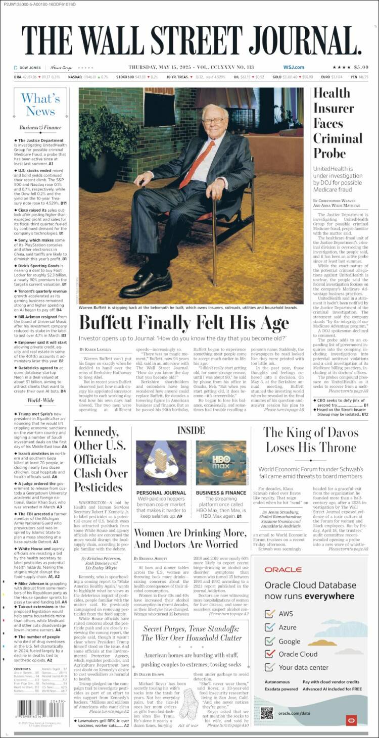 Portada de Wall Street Journal (USA)