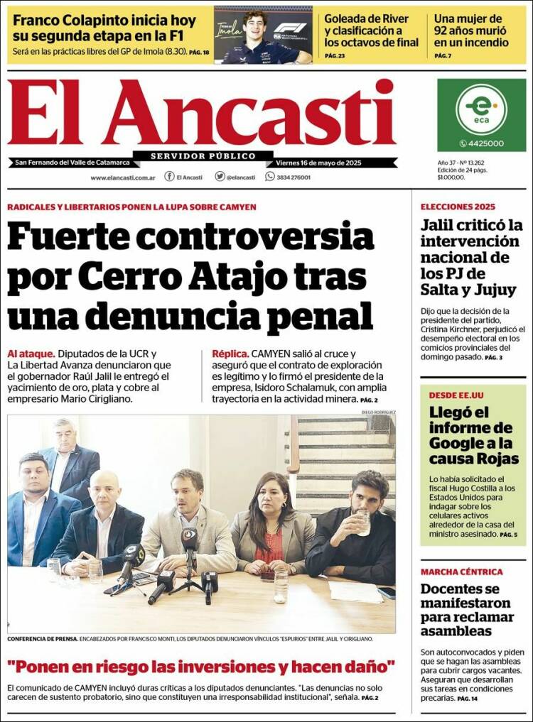 Portada de El Ancasti (Argentina)