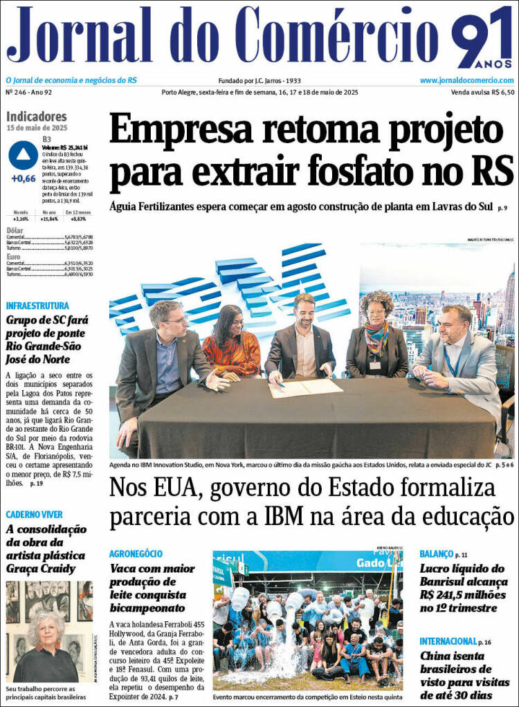 Portada de Jornal do Comércio (Brésil)