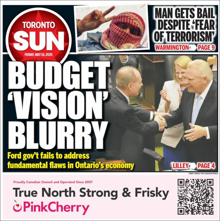 Portada de The Toronto Sun (Canadá)