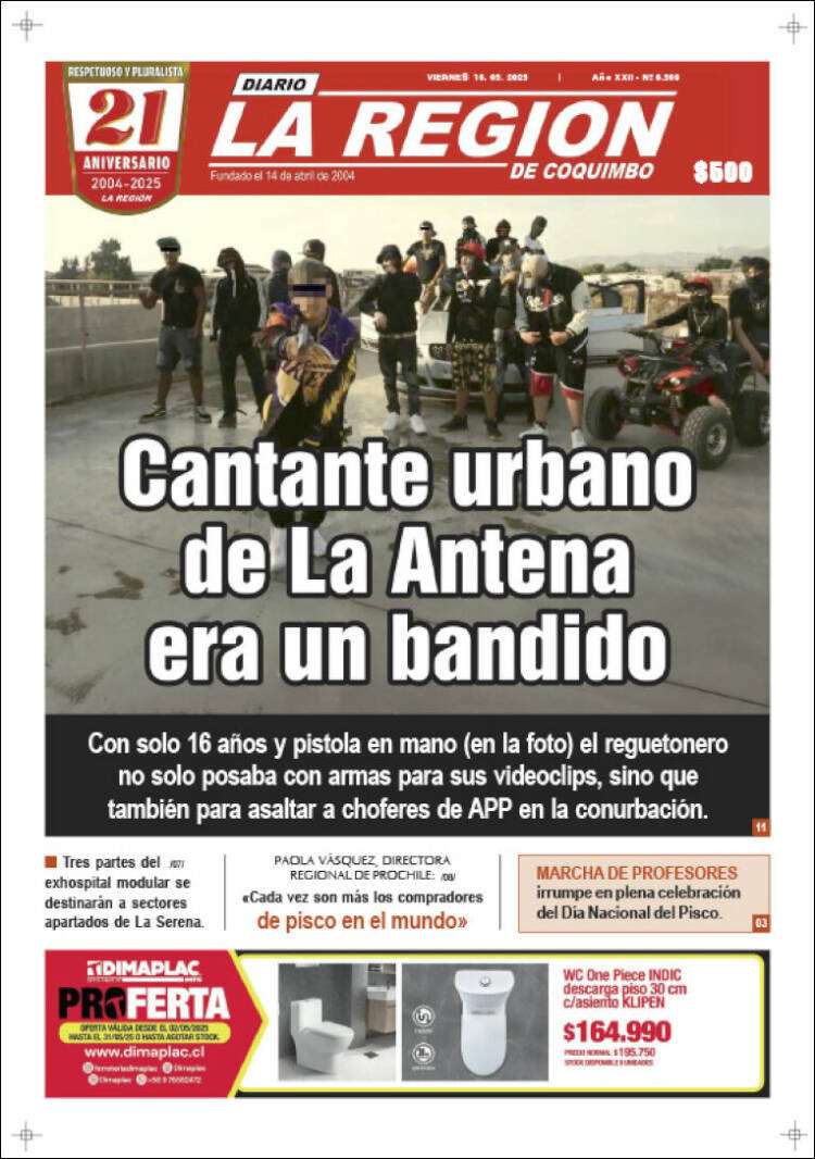 Portada de Diario La Región de Coquimbo (Chili)