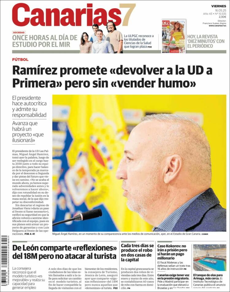 Portada de Canarias 7 (España)