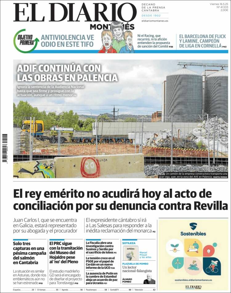 Portada de El Diario Montañés (España)