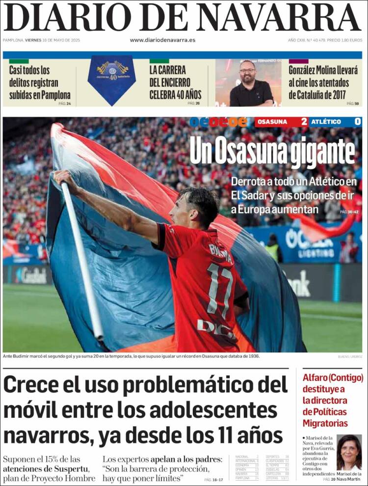 Portada de Diario de Navarra (España)