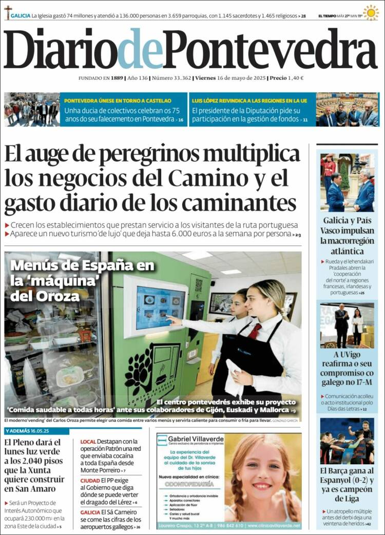 Portada de Diario de Pontevedra (España)