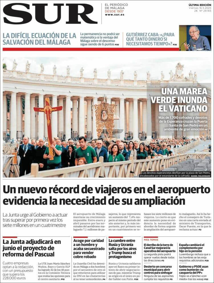 Portada de Diario el Sur (España)