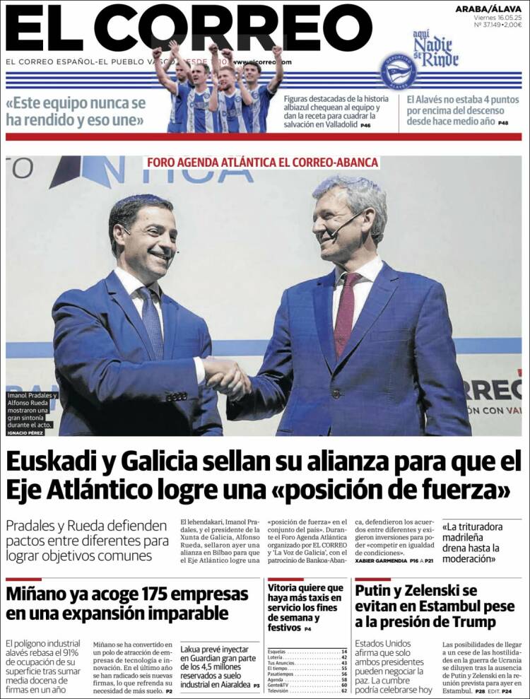 Portada de El Correo - Álava (España)
