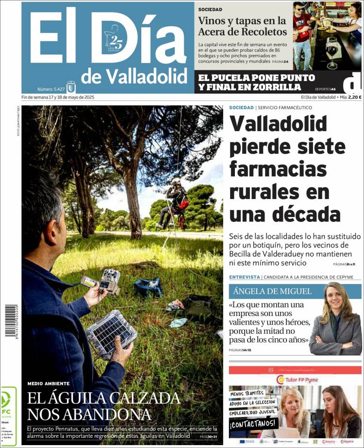 Portada de El Día de Valladolid (España)