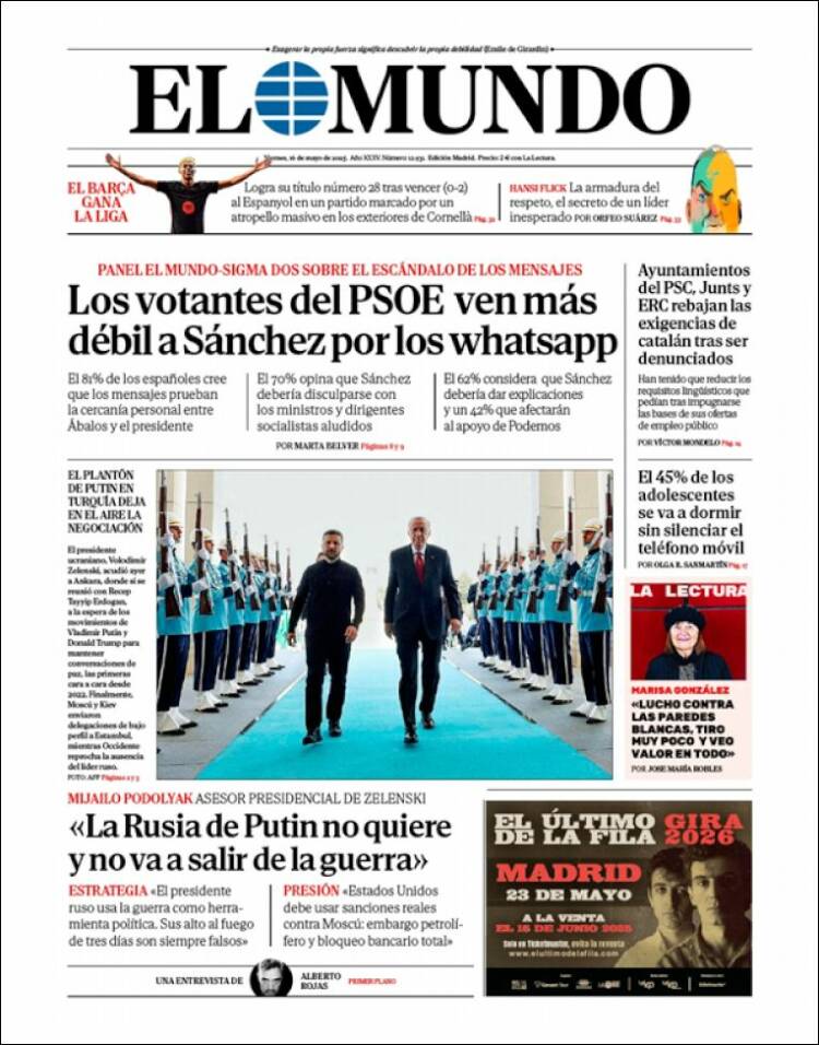 Portada de El Mundo (España)