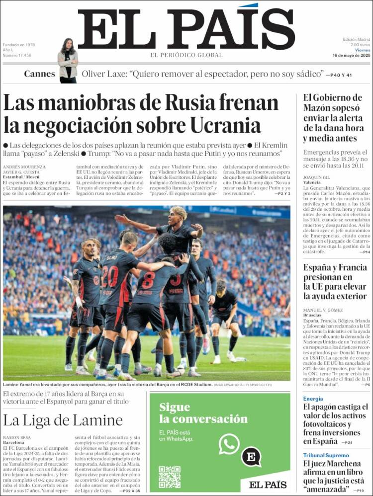 Portada de El País (España)
