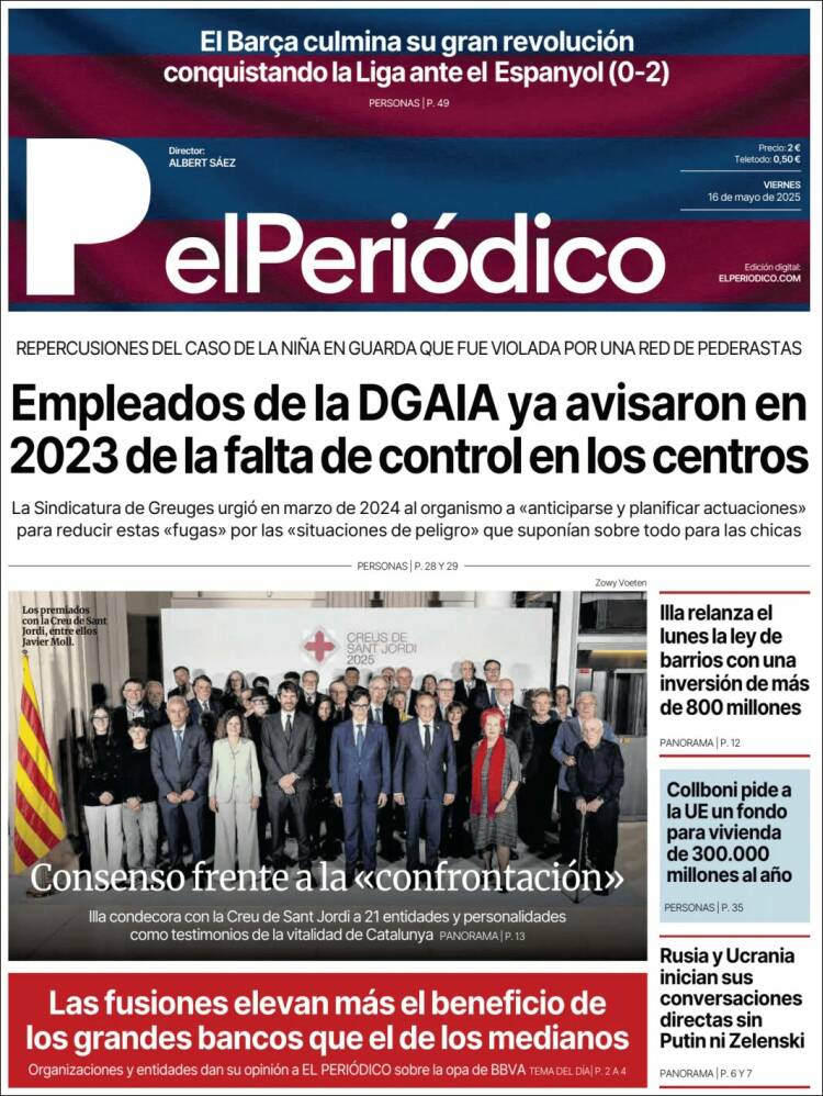 Portada de El Periódico (España)