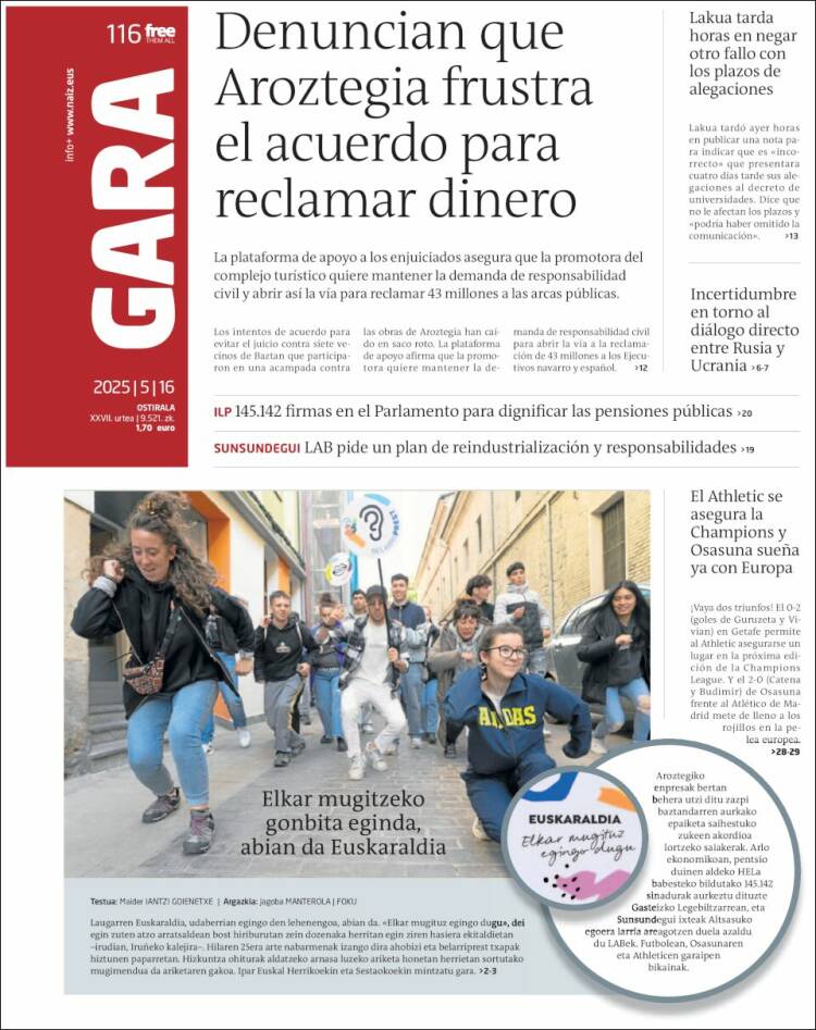 Portada de Gara (España)