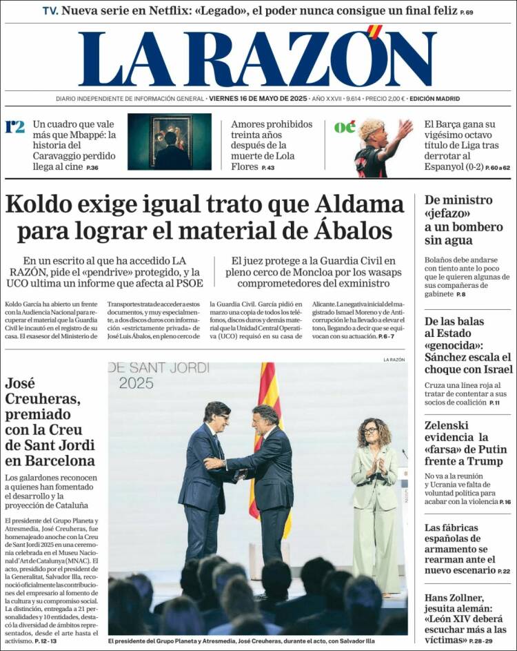 Portada de La Razón (España)