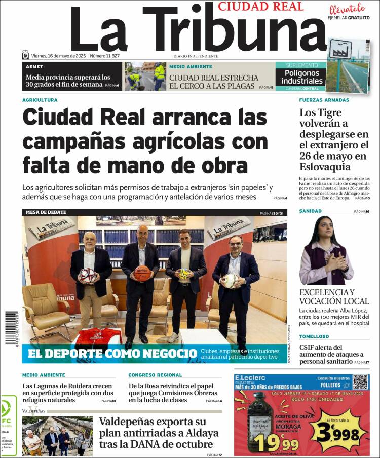 Portada de La Tribuna de Ciudad Real (España)