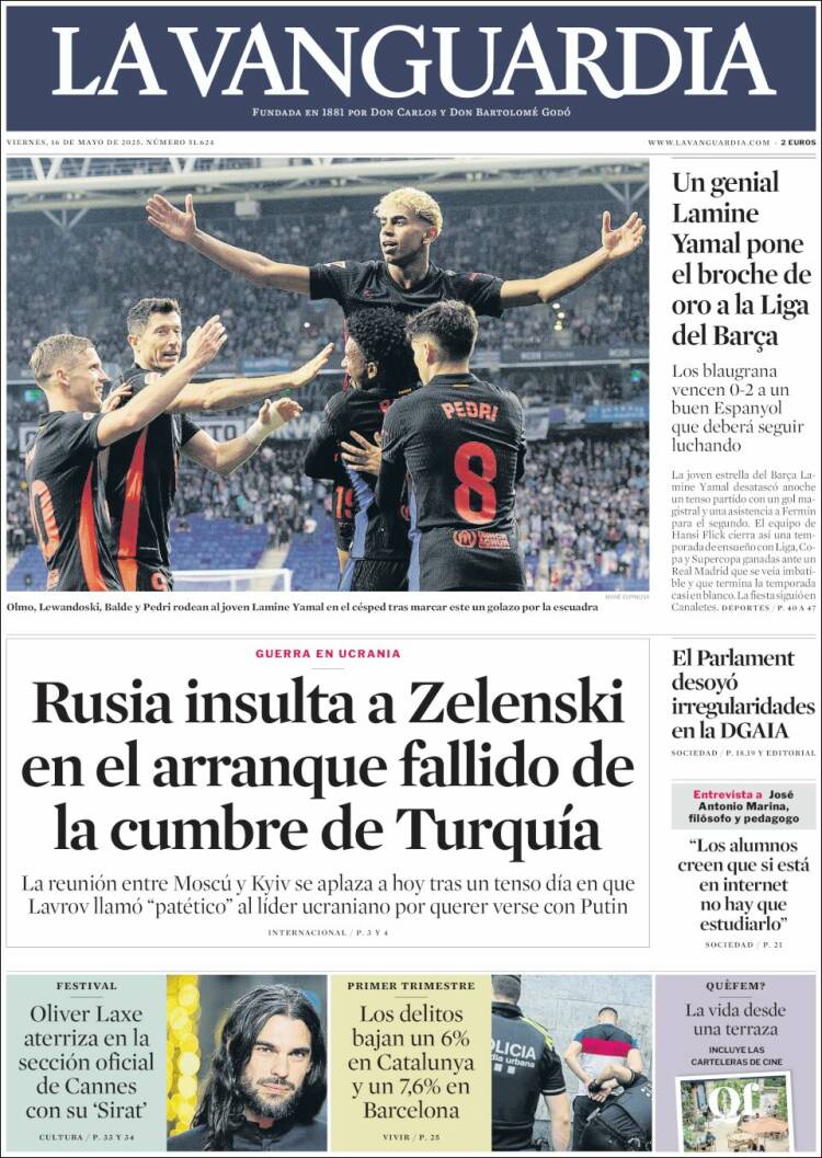 Portada de La Vanguardia (España)