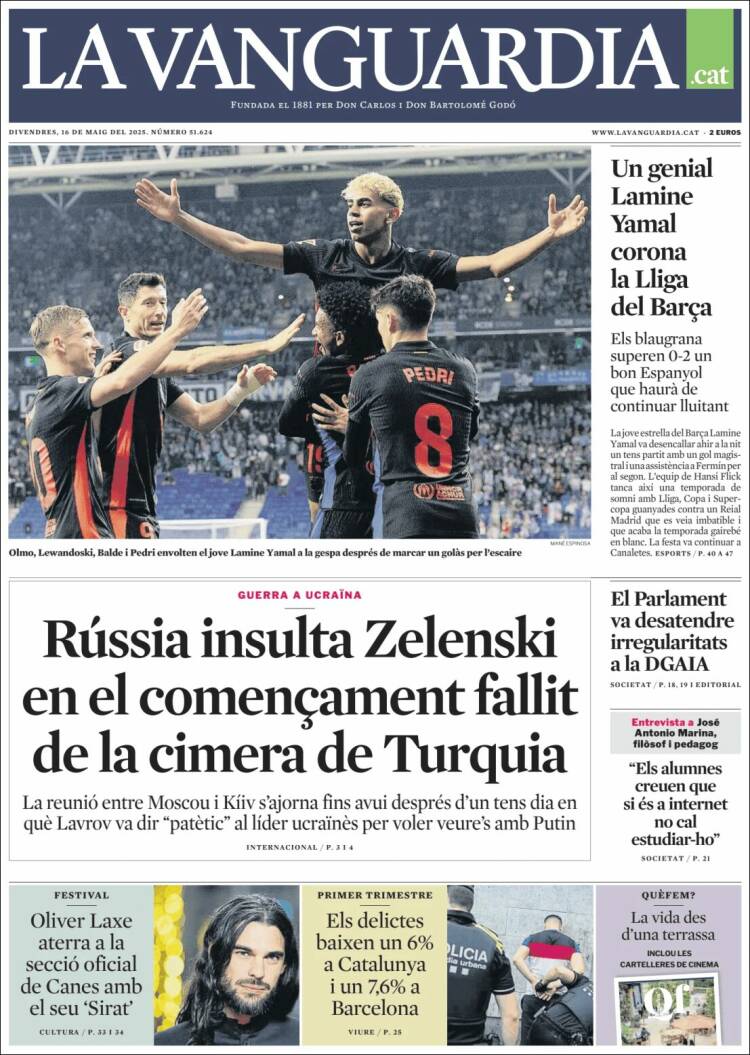 Portada de La Vanguardia (España)