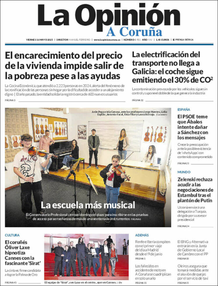 Portada de La Opinión de A Coruña (España)