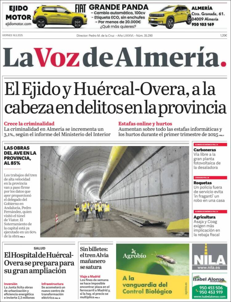 Portada de La Voz de Almería (España)