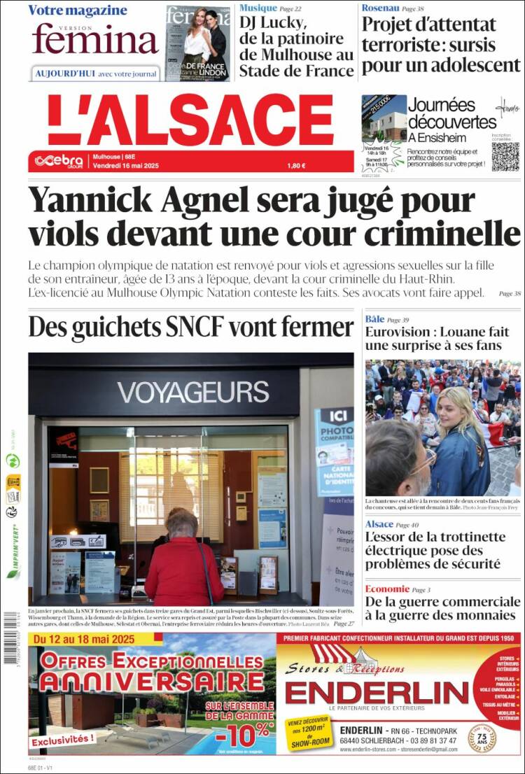 Portada de Journal L'Alsace (Francia)