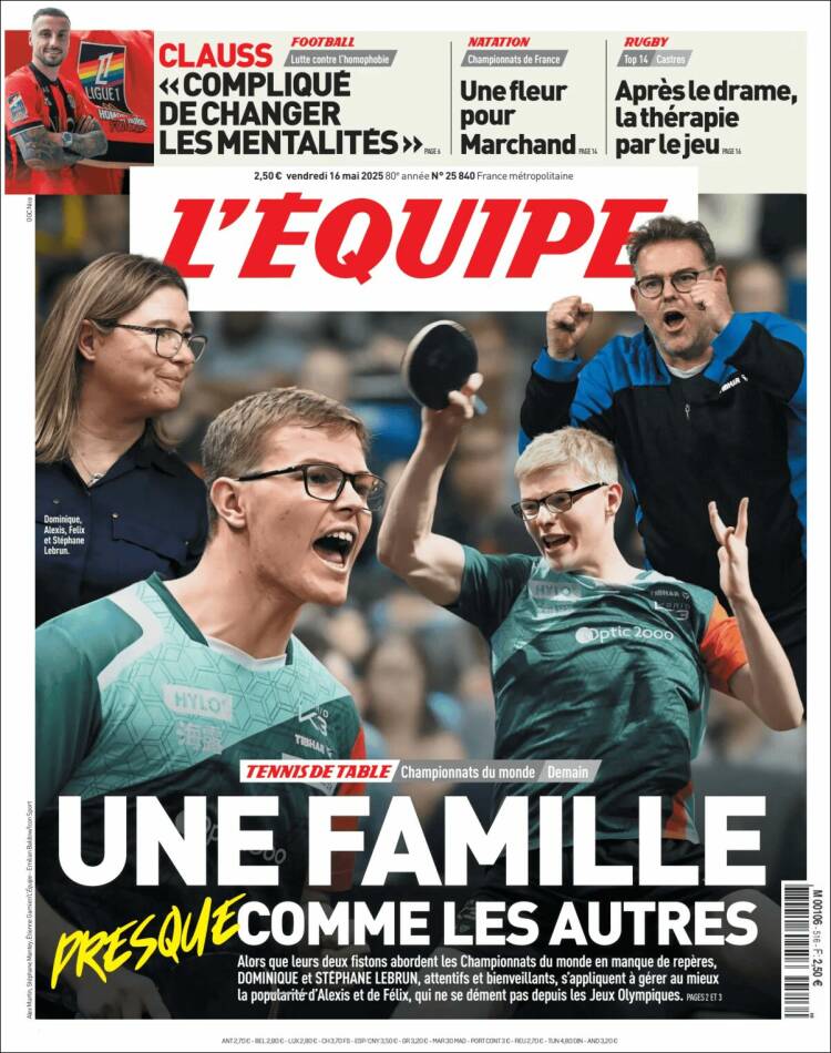 Portada de L'Equipe (Francia)