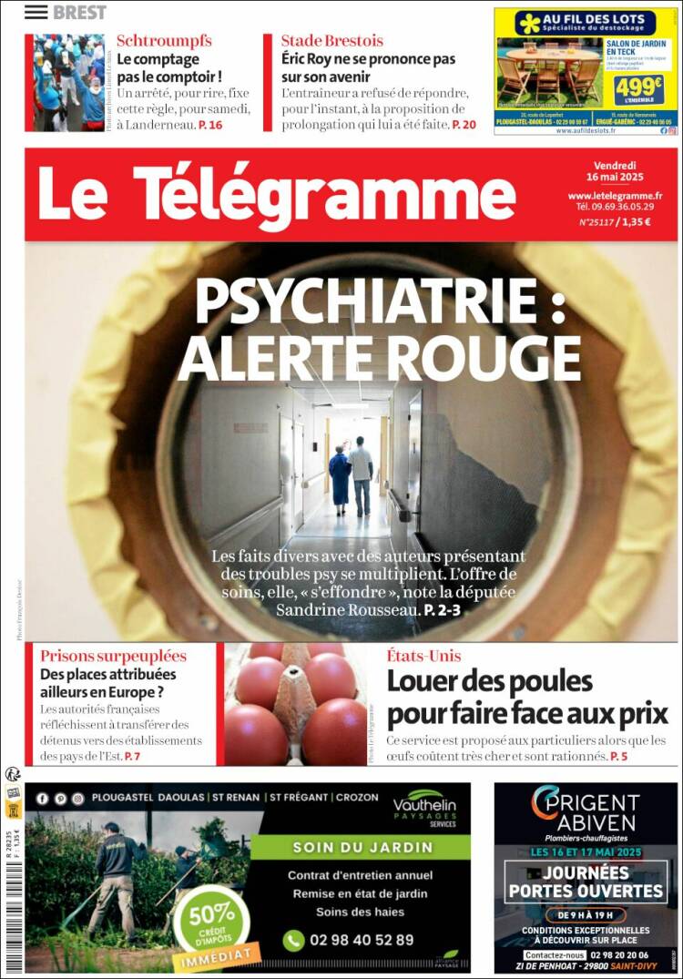 Portada de Télégramme (Francia)
